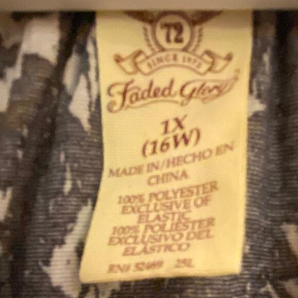 Faded Glory Black & White Boho Print Peasant Blouse Size XL - Picture 5 of 5